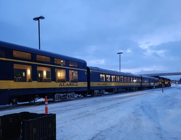 From Anchorage to Fairbanks, by train.